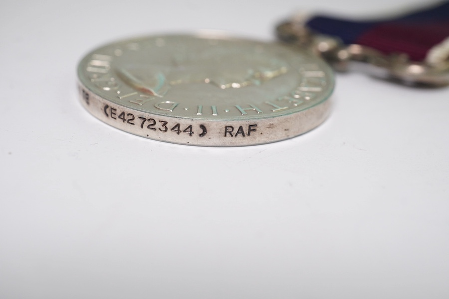 Three GVI and later Royal Air Force Long Service and Good Conduct Medals; GVI (renamed) to 362743 Act.F.Sgt.A.J.Vizer R.A.F; ERII to Sgt M R Bryant (R8225378) RAF; ERII to CPL P C W Outhwaite (E4272344) RAF. Condition -